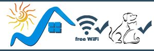 Symbol für kostenloses WLAN in den hundefreundlichen Ferienhäusern am Klostersee in Dargun.